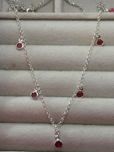 Colar de Prata 925 Zircônia Rosas Pequenas